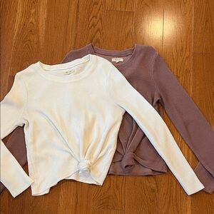 Bundle of two size medium madewell long sleeve knotted ribbed tops